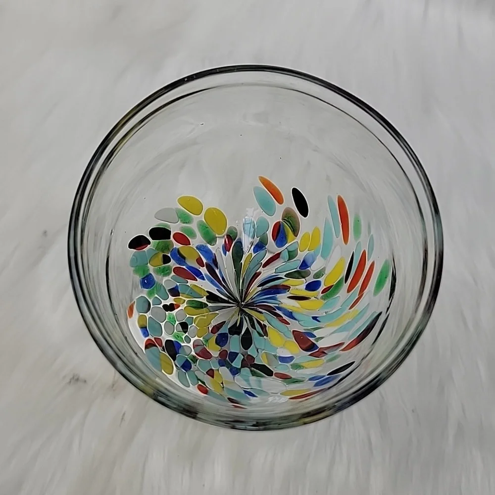 CONFETTI FESTIVAL Design Hand-Blown‎ Wine Party Celebration Glasses Set of 4